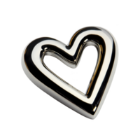 Shiny, metallic heart shaped object with striped black and white pattern, reflecting light. design is modern and abstract, creating sleek and stylish appearance png