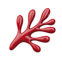 Shiny, abstract red shape resembling stylized splash or organic form, with smooth curves and glossy finish, isolated on transparency background png