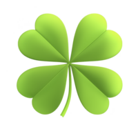 Vibrant green four leaf clover symbolizing luck and prosperity, with smooth, glossy texture and symmetrical design, set against plain background png
