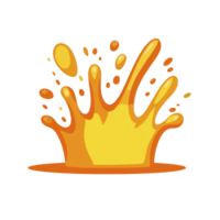 Vibrant orange and yellow splash illustration with dynamic droplets radiating outward, conveying energy and motion. Perfect for creative and playful designs png