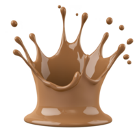 Splash of smooth, creamy chocolate forms crown like shape, capturing moment of impact with droplets suspended in mid air. rich brown color and glossy texture evoke sense of indulgence and delight png
