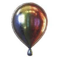 Shiny, multicolored balloon with metallic texture reflects light, creating vibrant and festive appearance. balloon surface displays gradient of colors, adding to its celebratory feel png