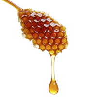 Close up of honeycomb dripping with golden honey, showcasing hexagonal pattern and rich texture. honey appears fresh and glossy, highlighting its natural sweetness png