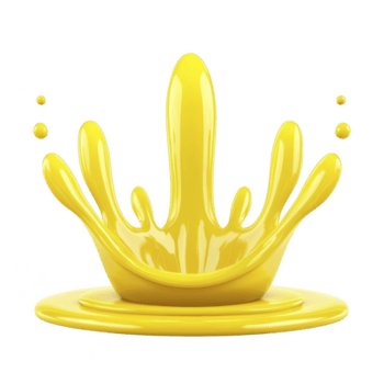 vivace giallo liquido spruzzo crea dinamico e energico visivo, somigliante corona forma. lucido struttura e liscio curve Inserisci senso di movimento e fluidità per Immagine png