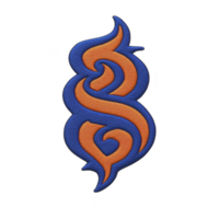 isto características abstrato, tribal estilo Projeto com rodopiando azul e laranja padrões, criando dinâmico e artístico visual. Projeto é simétrico e tem audacioso, vibrante aparência png