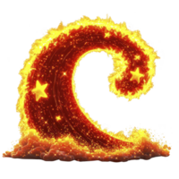 Fiery wave of glowing stars and sparkles creates dynamic and magical scene, with bright yellow and orange hues forming captivating swirl png