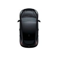 Sleek black car viewed from above, showcasing its aerodynamic design and glossy finish. image highlights car streamlined shape and modern aesthetic png