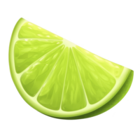 Vibrant slice of lime with glossy texture, showcasing its juicy and fresh appearance. bright green color and detailed segments highlight its citrusy nature, perfect for culinary uses png