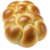 Golden braided bread with shiny crust, showcasing soft and fluffy texture. Perfect for breakfast or as side dish, this bread is both visually appealing and delicious png