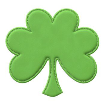 grön tyg klöver med sys kanter, symboliserar tur och st. patrick dag, isolerat på genomskinlighet bakgrund. klöver har texturerad utseende, tillsats taktil känna png