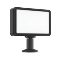 Sleek, modern black LED light panel with rectangular shape and adjustable stand, ideal for photography or production. minimalist design enhances its versatility png