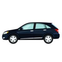 Sleek black SUV with modern design is depicted in side view, showcasing its aerodynamic shape and stylish features. vehicle appears ready for urban or off road adventures png