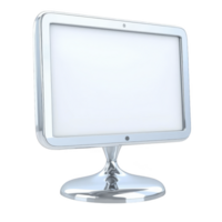 Sleek, modern computer monitor with shiny metallic frame and blank screen, set against transparency background, exudes futuristic and minimalist design png