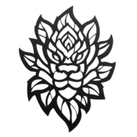 Black tribal tattoo design featuring stylized lotus flower with intricate patterns and bold lines, creating striking and artistic appearance png