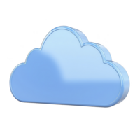 Shiny blue cloud icon with smooth, reflective surface, symbolizing digital storage or cloud computing. design is simple and modern, conveying sense of technology and connectivity png