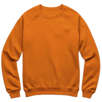 Orange sweatshirt with long sleeves and ribbed cuffs, featuring simple and casual design. vibrant color adds pop of brightness, making it suitable for everyday wear png