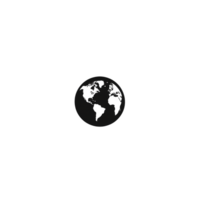 Small, detailed black and white illustration of Earth is centered on plain background, showcasing continents and oceans. minimalist design emphasizes simplicity and elegance png