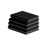 Stack of black books is neatly arranged, showcasing minimalist and organized appearance. books are aligned perfectly, emphasizing sense of order and simplicity png