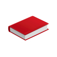 Closed red book with glossy cover and white pages is shown, symbolizing knowledge and education. book is isolated on transparency background, emphasizing its vibrant color and simple design png