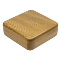 Smooth, square wooden box with rounded edges, crafted from light colored wood, showcasing natural grain pattern. minimalist design exudes simplicity and elegance png