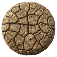 Cracked, dry earth texture sphere resembling parched desert surface, showcasing intricate patterns and earthy tones. This evokes sense of arid landscapes and environmental themes png