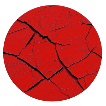 vibrante rojo circular obra de arte caracteristicas agrietado textura, creando resumen y dinámica visual efecto. negrita color y intrincado modelo evocar sentido de energía y movimiento png