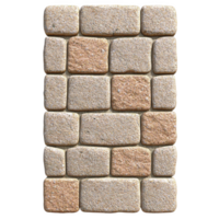 Textured stone wall with pattern of rectangular and square blocks in beige and light brown tones, creating rustic appearance png