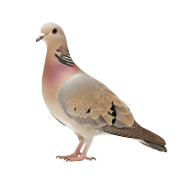 belas detalhado ilustração do Pombo com suave Castanho e rosado matizes, exibindo intrincado pena padrões e calma comportamento. pássaro carrinhos graciosamente contra avião fundo png