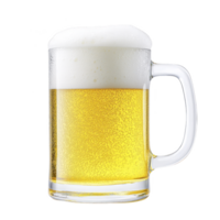 Frothy glass of golden beer with bubbles rising in clear mug, evoking refreshing and inviting atmosphere. Perfect for social gatherings or relaxing moments png