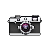 Vintage camera illustration with classic design, featuring prominent lens and detailed dials, evokes nostalgia and creativity png