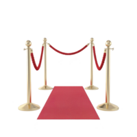 Luxurious red carpet is flanked by elegant gold stanchions with red velvet ropes, creating glamorous entrance png