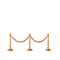 Red velvet rope barrier with golden stanchions stands elegantly, often used for crowd control at events or exhibitions, adding touch of sophistication and exclusivity png