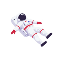 Astronaut in white spacesuit with red accents floats in space, showcasing sense of exploration and adventure. helmet is reflective, and suit is detailed with various equipment png