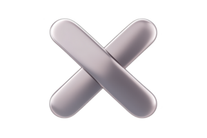 Metallic 3D cross symbol with sleek, modern design, featuring smooth edges and reflective surface, isolated on transparency background png