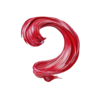Vibrant red paint swirl forms dynamic, abstract shape against transparency background, showcasing fluidity and artistic expression png