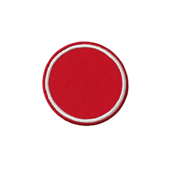 rojo circular tela parche con blanco borde, aislado en transparencia antecedentes. parche es sencillo y atrevido, adecuado para varios aplicaciones me gusta ropa o accesorios png