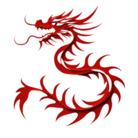 vibrante vermelho Dragão ilustração com intrincado, rodopiando padrões e afiado, chama gostar detalhes, exalando sentido do poder e mística. Dragão dinâmico pose e fluindo Projeto crio sentido png
