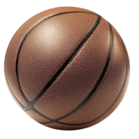 Realistic textured basketball with visible seams and classic brown color, perfect for sports enthusiasts and athletes. ball detailed surface enhances grip and performance png