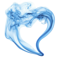 Swirling blue smoke forms heart shape against transparency background, creating sense of elegance and fluidity. delicate curves and wisps evoke feeling of romance and tranquility png