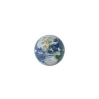 Small, detailed image of Earth floating space, showcasing continents and swirling clouds against transparency background. planet appears vibrant and isolated, emphasizing its beauty and fragility png