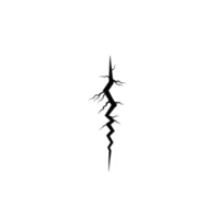 This features black lightning bolt with jagged, branching design on transparency background, creating striking and dynamic visual effect png