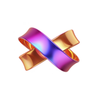 This features vibrant, abstract 3D shape with intertwined metallic ribbons in gradient colors of purple, blue, and orange, creating modern and dynamic design png