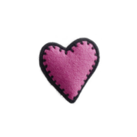 Pink felt heart with black stitching creates charming and handmade appearance, perfect for crafts or decoration png