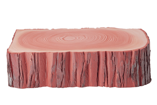 kruis sectie van boom romp met zichtbaar groei ringen en getextureerde blaffen, presentatie van natuurlijk patronen en kleuren. hout plak is geïsoleerd Aan transparantie achtergrond png