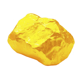 brillante, strutturato oro pepita con ruvido superficie, riflettendo luce. pepita irregolare forma e luminosa giallo colore rendere esso In piedi fuori, simboleggiante ricchezza e naturale bellezza png