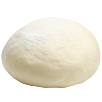 Ball of fresh pizza dough rests on transparency background, dusted with flour, ready for baking. smooth texture and pale color indicate its freshness and elasticity png