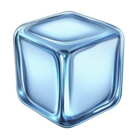 Shiny, translucent blue ice cube with smooth edges and glossy surface, isolated on transparency background, creating refreshing and cool visual effect png