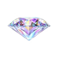 Sparkling, multicolored diamond with brilliant cut is displayed against transparency background, showcasing its vibrant hues and intricate facets png