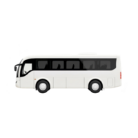 Sleek white tour bus with tinted windows and modern design, perfect for comfortable long distance travel. bus features streamlined shape and spacious interior png