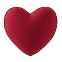 Red heart shaped cushion with visible stitching, symbolizing love and affection. plush texture and vibrant color make it ideal for romantic or decorative purposes png